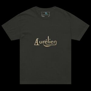 Black Short Sleeve Tee with Aurelien Script